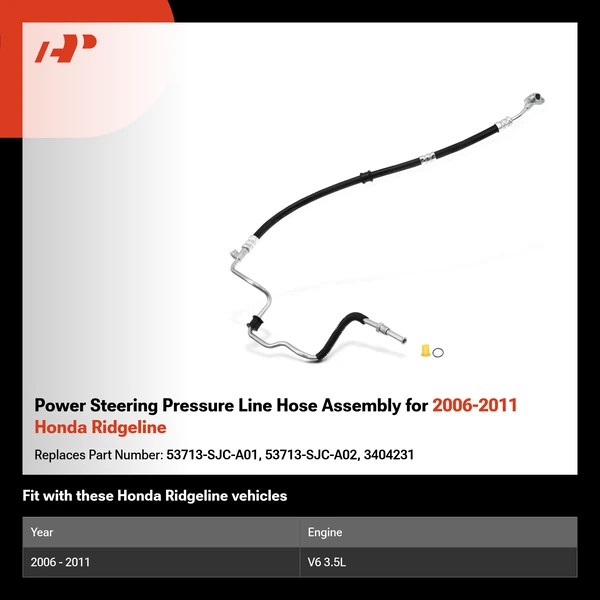 Power Steering Pressure Line Hose Assembly for 2006-2011 Honda Ridgeline