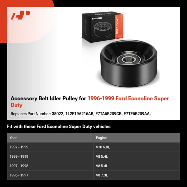 Accessory Belt Idler Pulley for 1996-1999 Ford Econoline Super Duty