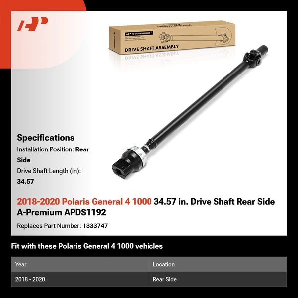 2018-2020 Polaris General 4 1000 34.57 in. Drive Shaft Rear Side A-Premium APDS1192