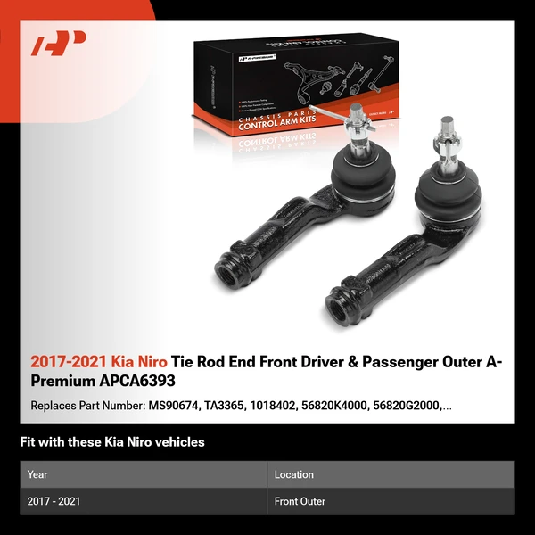 2017-2021 Kia Niro Tie Rod End Front Driver & Passenger Outer A-Premium APCA6393
