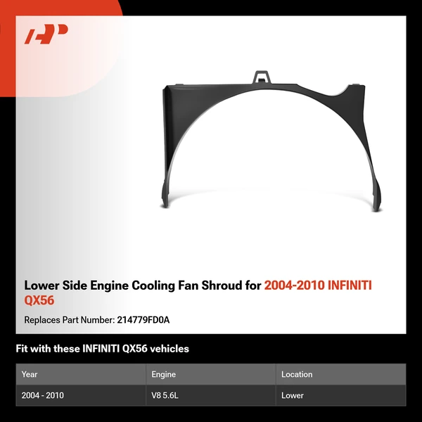 Lower Side Engine Cooling Fan Shroud for 2004-2010 INFINITI QX56