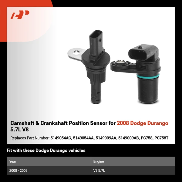 Camshaft & Crankshaft Position Sensor for 2008 Dodge Durango 5.7L V8