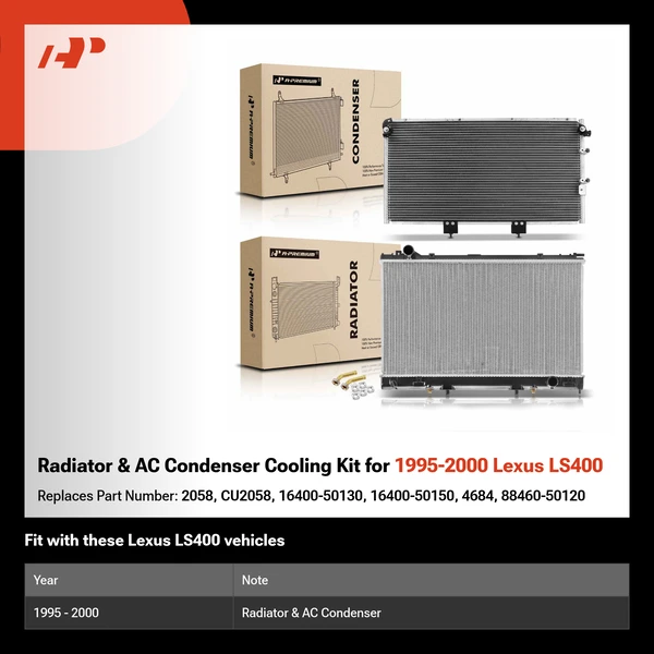 Radiator & AC Condenser Cooling Kit for 1995-2000 Lexus LS400