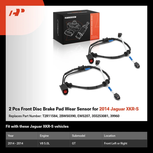 2 Pcs Front Disc Brake Pad Wear Sensor for 2014 Jaguar XKR-S