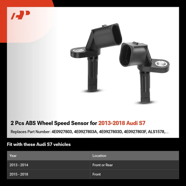 2 Pcs ABS Wheel Speed Sensor for 2013-2018 Audi S7