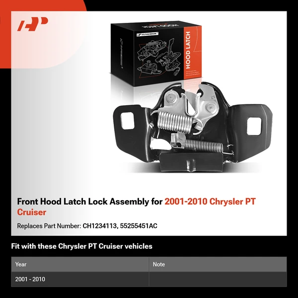 Front Hood Latch Lock Assembly for 2001-2010 Chrysler PT Cruiser