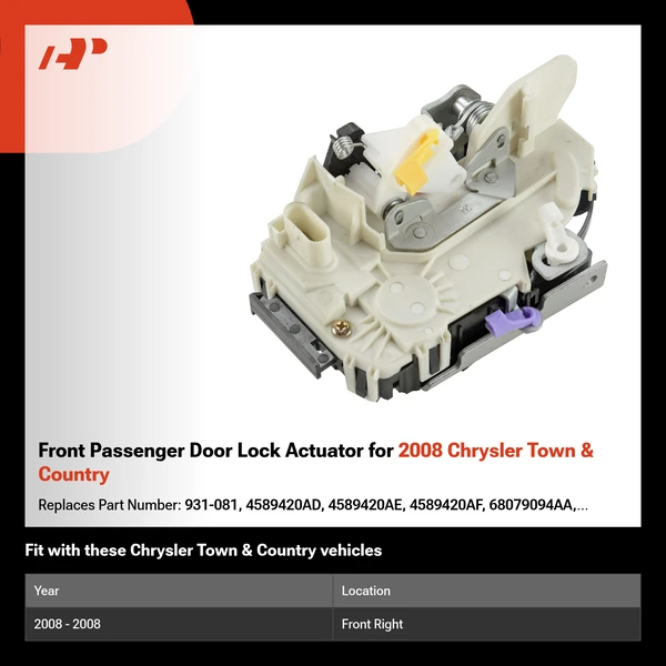 Front Passenger Door Lock Actuator for 2008 Chrysler Town & Country