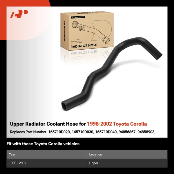 Upper Radiator Coolant Hose for 1998-2002 Toyota Corolla