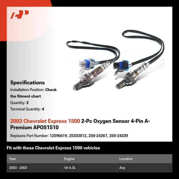 2003 Chevrolet Express 1500 2-Pc Oxygen Sensor 4-Pin A-Premium APOS1510