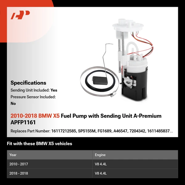 2010-2018 BMW X5 Fuel Pump with Sending Unit A-Premium APFP1161