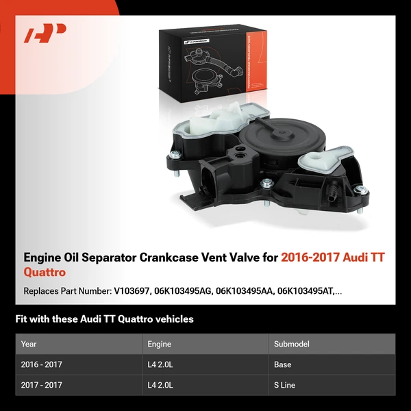 Engine Oil Separator Crankcase Vent Valve for 2016-2017 Audi TT Quattro