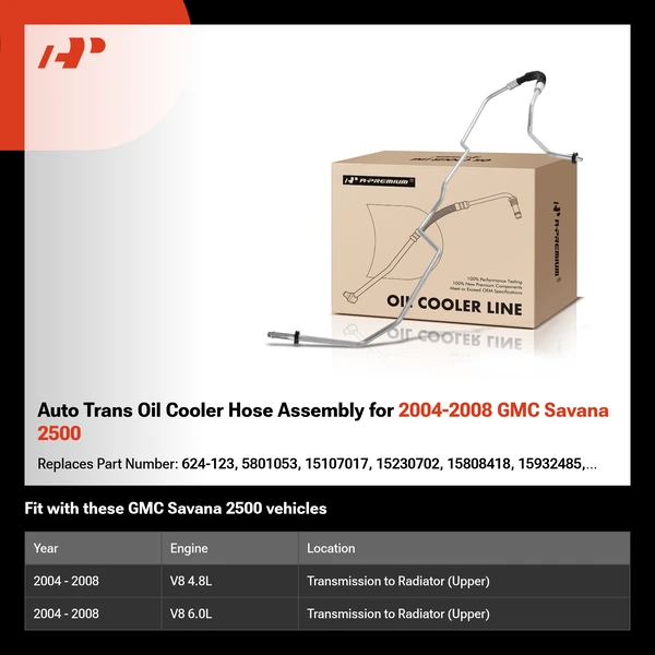 Auto Trans Oil Cooler Hose Assembly for 2004-2008 GMC Savana 2500