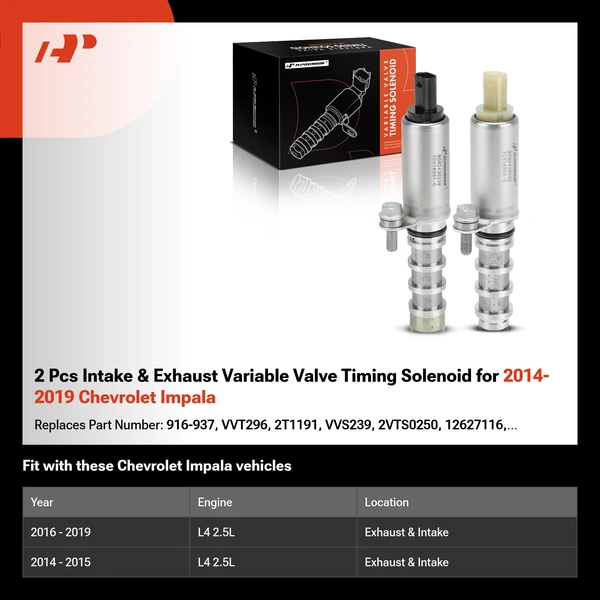2 Pcs Intake & Exhaust Variable Valve Timing Solenoid for 2014-2019 Chevrolet Impala