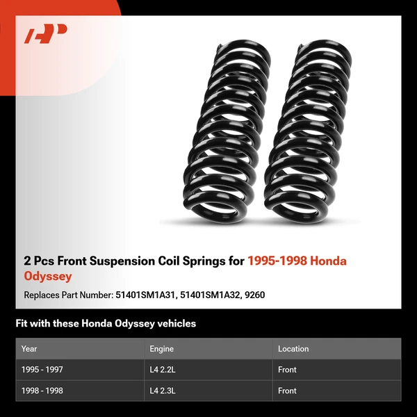 2 Pcs Front Suspension Coil Springs for 1995-1998 Honda Odyssey