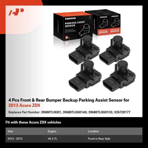 4 Pcs Front & Rear Bumper Backup Parking Assist Sensor for 2013 Acura ZDX
