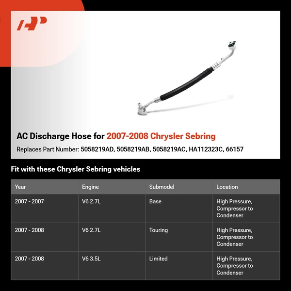 AC Discharge Hose for 2007-2008 Chrysler Sebring