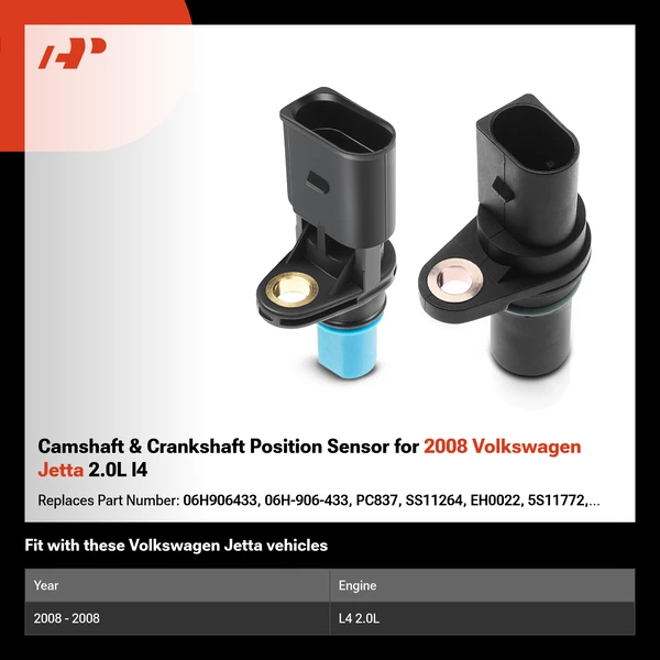 Camshaft & Crankshaft Position Sensor for 2008 Volkswagen Jetta 2.0L l4
