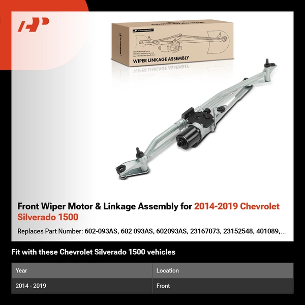 Front Wiper Motor & Linkage Assembly for 2014-2019 Chevrolet Silverado 1500
