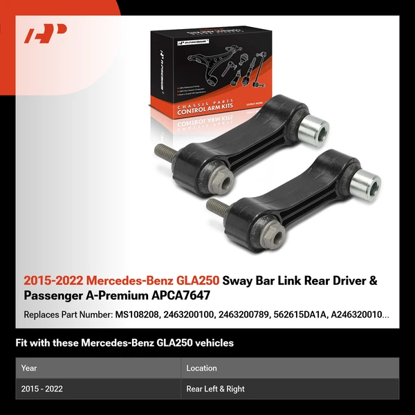 2015-2022 Mercedes-Benz GLA250 Sway Bar Link Rear Driver & Passenger A-Premium APCA7647