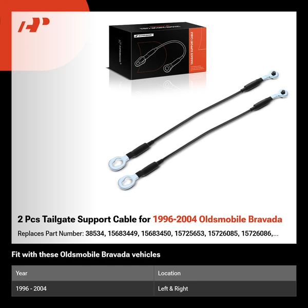 2 Pcs Tailgate Support Cable for 1996-2004 Oldsmobile Bravada