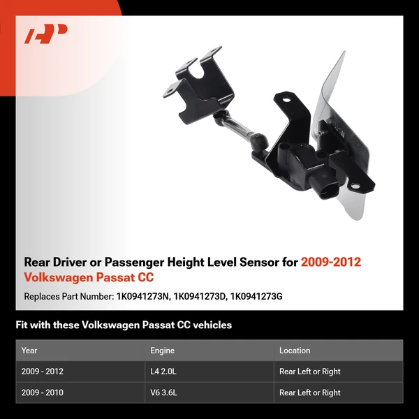 Rear Driver or Passenger Height Level Sensor for 2009-2012 Volkswagen Passat CC