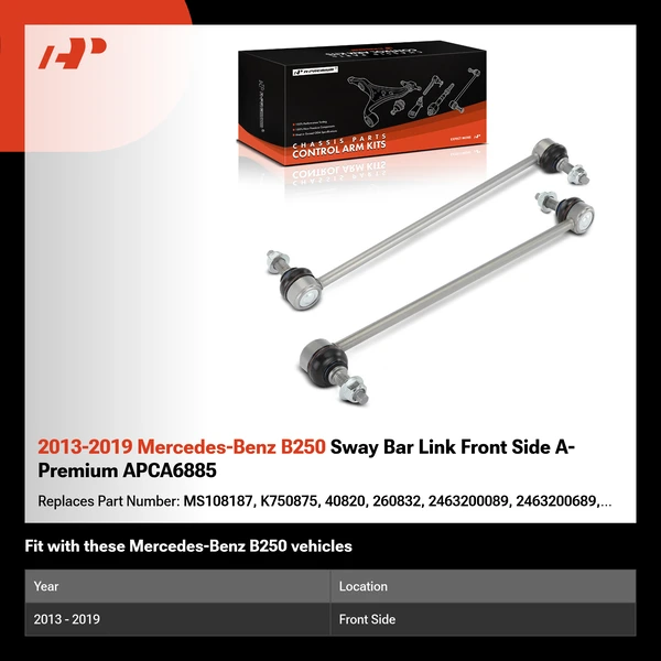 2013-2019 Mercedes-Benz B250 Sway Bar Link Front Side A-Premium APCA6885