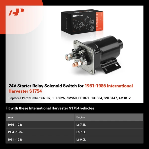 24V Starter Relay Solenoid Switch for 1981-1986 International Harvester S1754