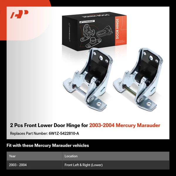 2 Pcs Front Lower Door Hinge for 2003-2004 Mercury Marauder