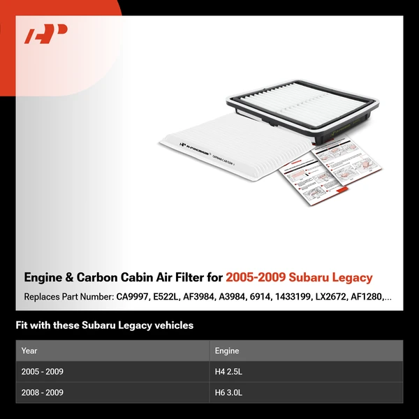 Engine & Carbon Cabin Air Filter for 2005-2009 Subaru Legacy
