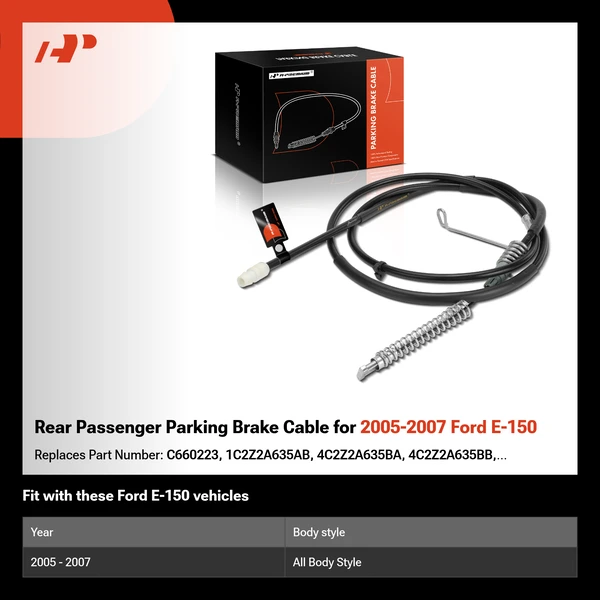 Rear Passenger Parking Brake Cable for 2005-2007 Ford E-150