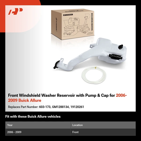 Front Windshield Washer Reservoir with Pump & Cap for 2006-2009 Buick Allure