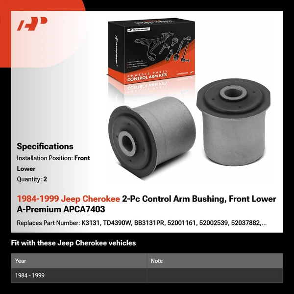 1984-1999 Jeep Cherokee 2-Pc Control Arm Bushing, Front Lower A-Premium APCA7403