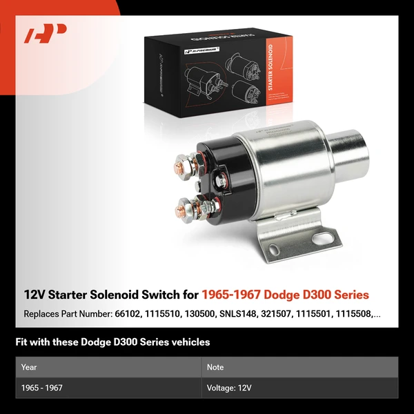 12V Starter Solenoid Switch for 1965-1967 Dodge D300 Series