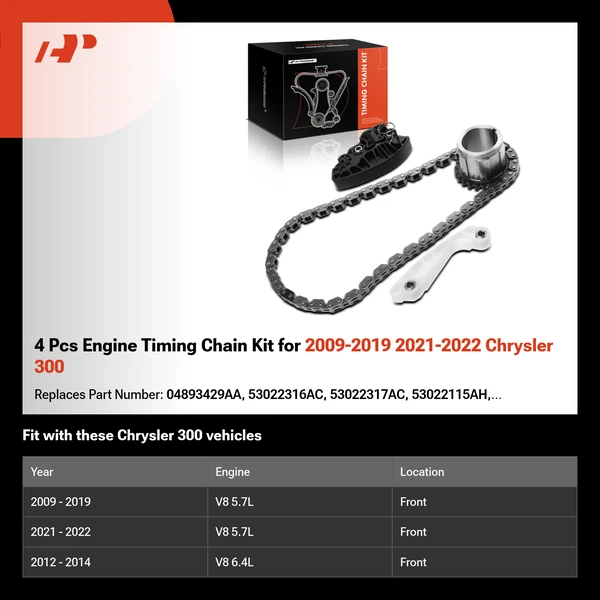 4 Pcs Engine Timing Chain Kit for 2009-2019 2021-2022 Chrysler 300