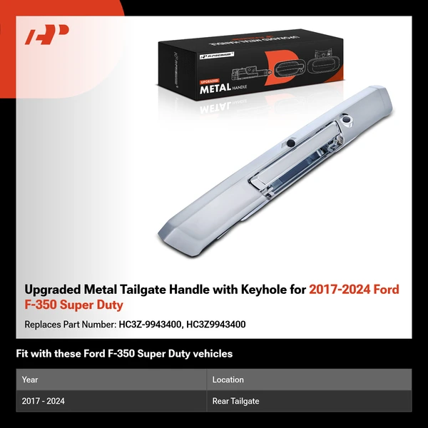 Upgraded Metal Tailgate Handle with Keyhole for 2017-2024 Ford F-350 Super Duty