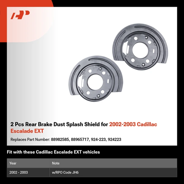 2 Pcs Rear Brake Dust Splash Shield for 2002-2003 Cadillac Escalade EXT