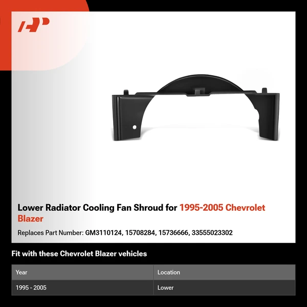 Lower Radiator Cooling Fan Shroud for 1995-2005 Chevrolet Blazer