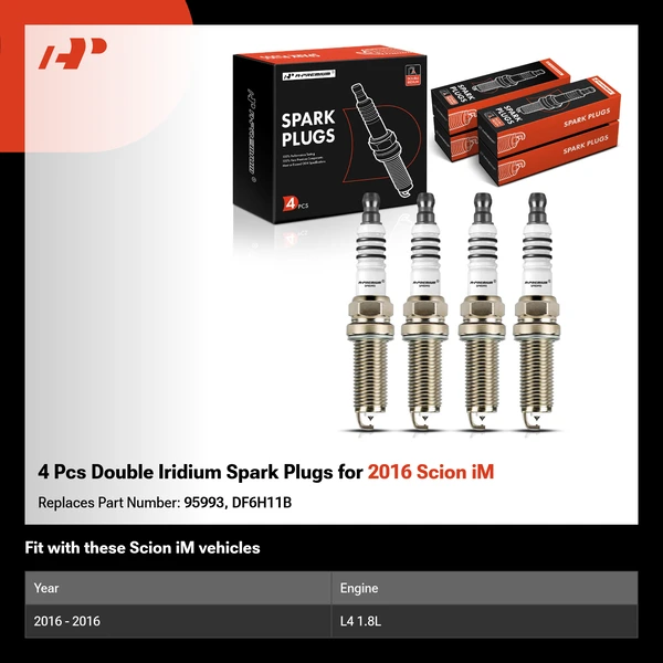 4 Pcs Double Iridium Spark Plugs for 2016 Scion iM