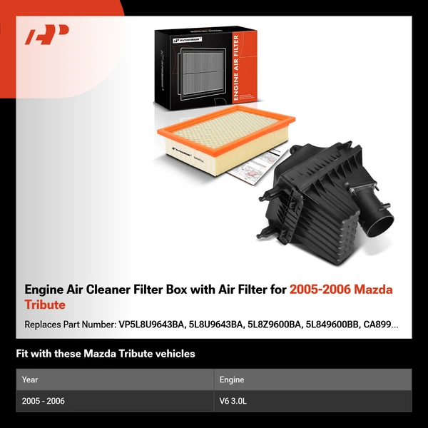Engine Air Cleaner Filter Box with Air Filter for 2005-2006 Mazda Tribute