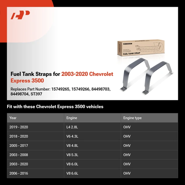 Fuel Tank Straps for 2003-2020 Chevrolet Express 3500