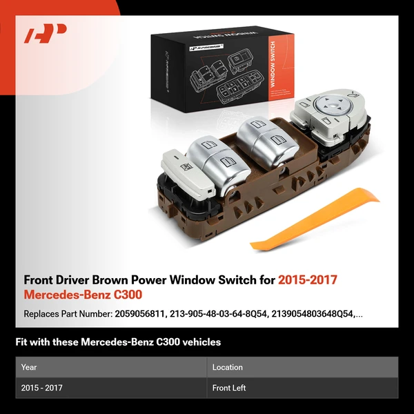Front Driver Brown Power Window Switch for 2015-2017 Mercedes-Benz C300