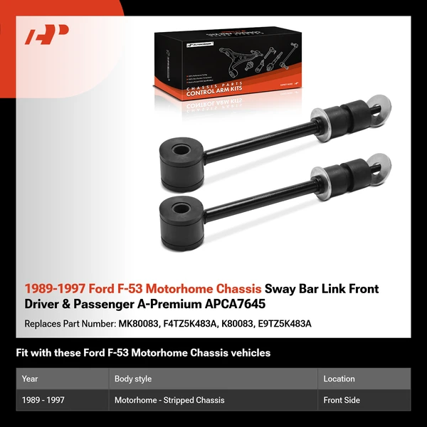 1989-1997 Ford F-53 Motorhome Chassis Sway Bar Link Front Driver & Passenger A-Premium APCA7645