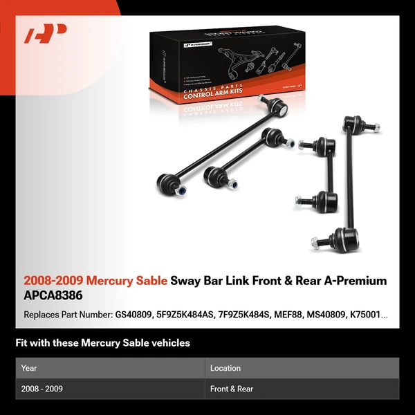 2008-2009 Mercury Sable Sway Bar Link Front & Rear A-Premium APCA8386