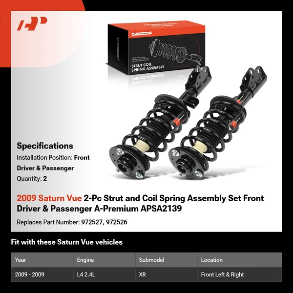 2009 Saturn Vue 2-Pc Strut and Coil Spring Assembly Set Front Driver & Passenger A-Premium APSA2139