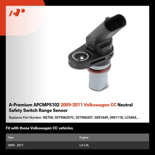 A-Premium APCMPS102 2009-2011 Volkswagen CC Neutral Safety Switch Range Sensor