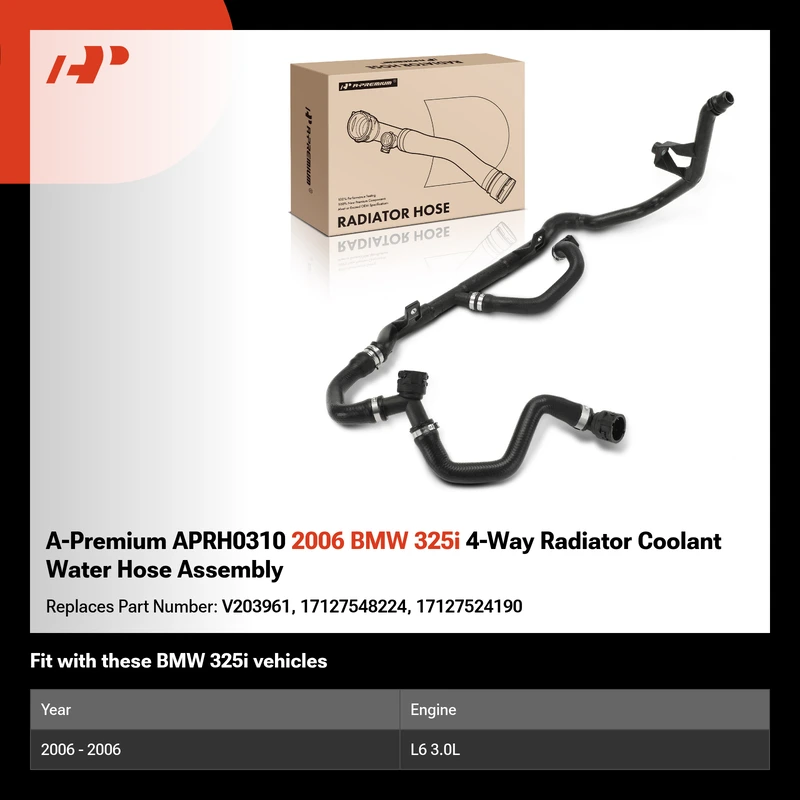 A-Premium APRH0310 2006 BMW 325i 4-Way Radiator Coolant Water Hose Assembly