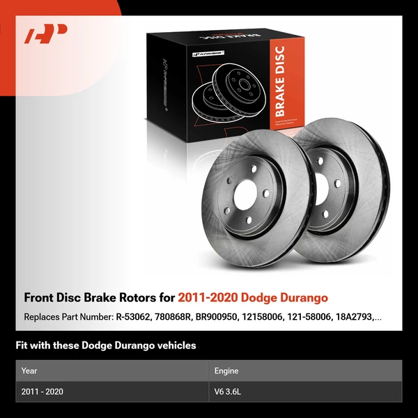 Front Disc Brake Rotors for 2011-2020 Dodge Durango