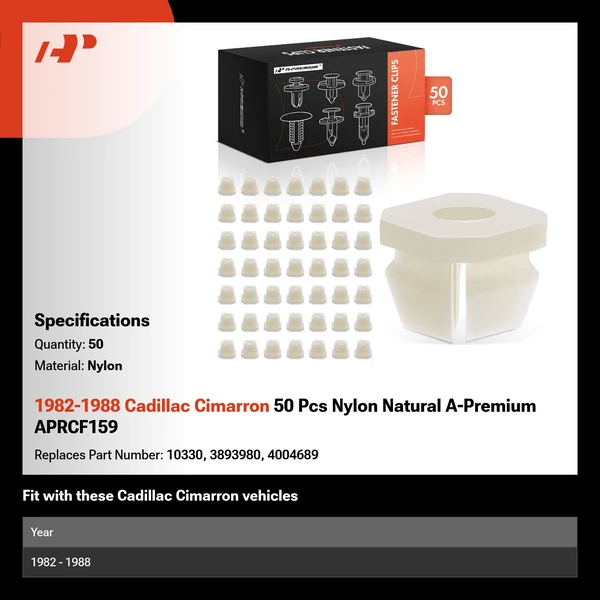1982-1988 Cadillac Cimarron 50 Pcs Nylon Natural A-Premium APRCF159