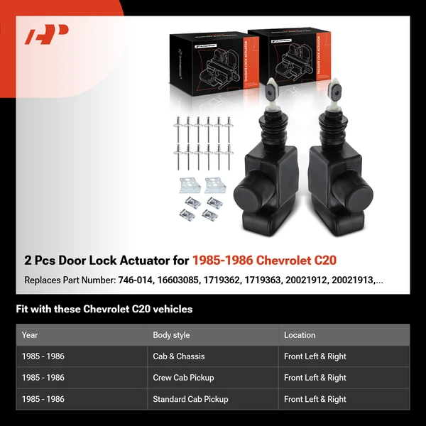 2 Pcs Door Lock Actuator for 1985-1986 Chevrolet C20