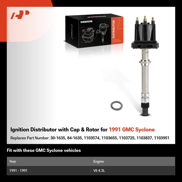 Ignition Distributor with Cap & Rotor for 1991 GMC Syclone
